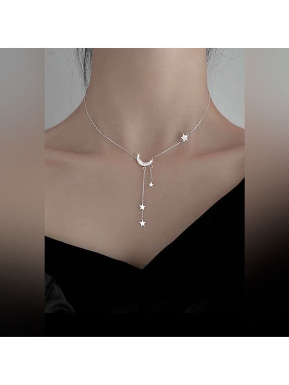 Silver Moon Star Necklace